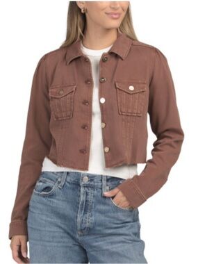 PAIGE Rust Brown Cropped Jean Jacket